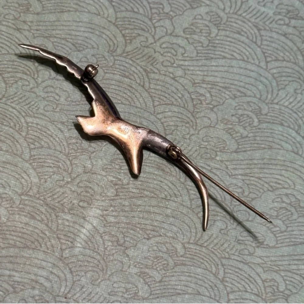 STERLING SILVER VINTAGE SEAGULL BROOCH